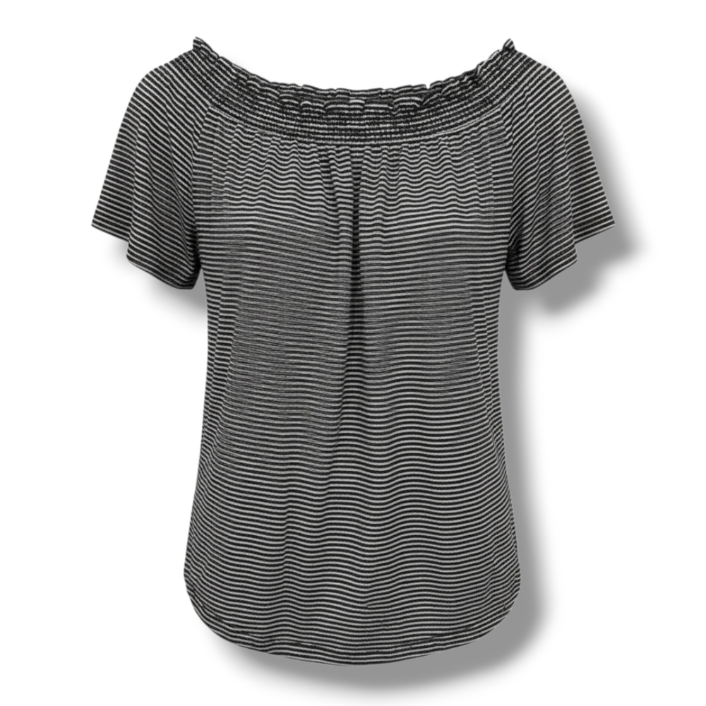 Sonoma Goods for Life women's Plus Size black white striped short sleeves blouse